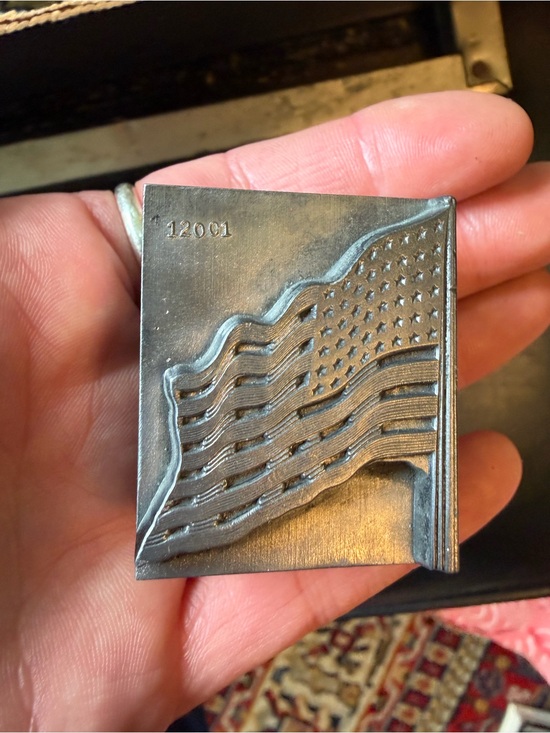 Other - Vintage Metal Letterpress Block Raised American Flag 2001 9/11 Memorial Flag